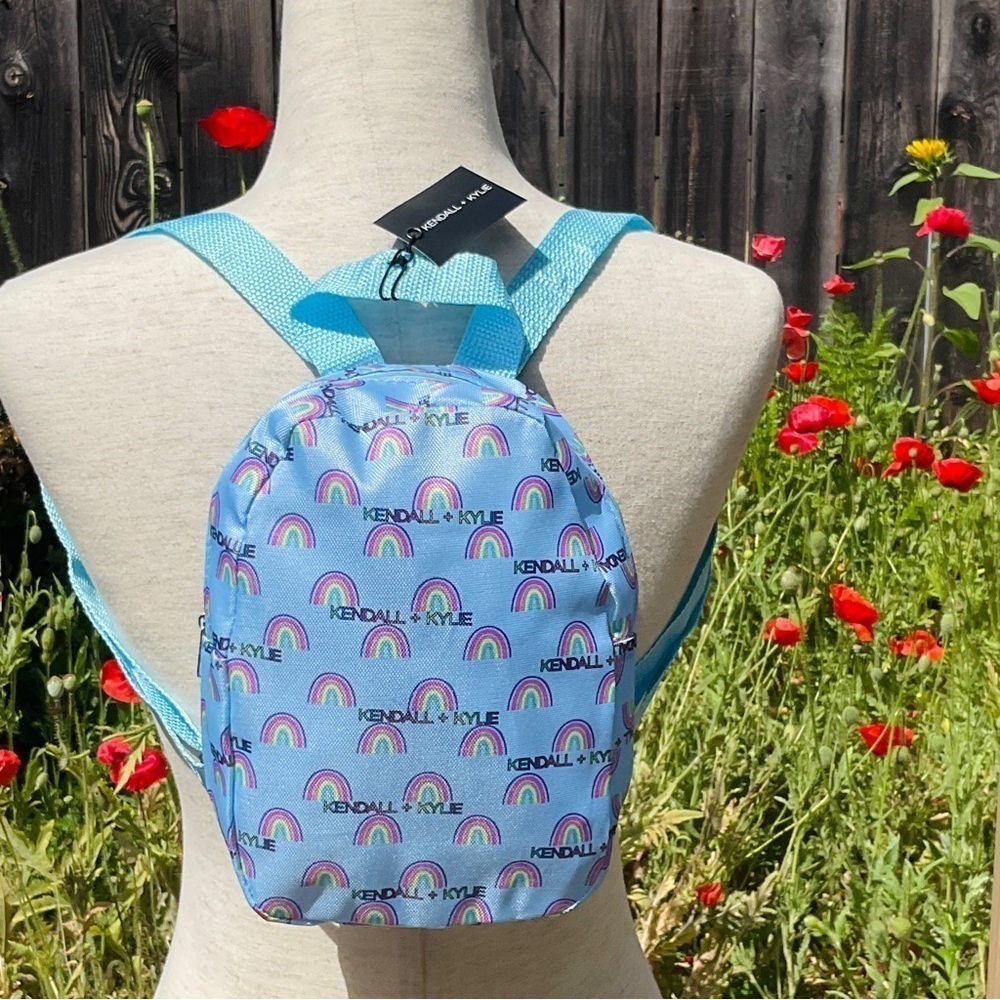 KENDALL + KYLIE Mini BACKPACK Bag Rainbow Blue Multicolor Festival Purse Summer